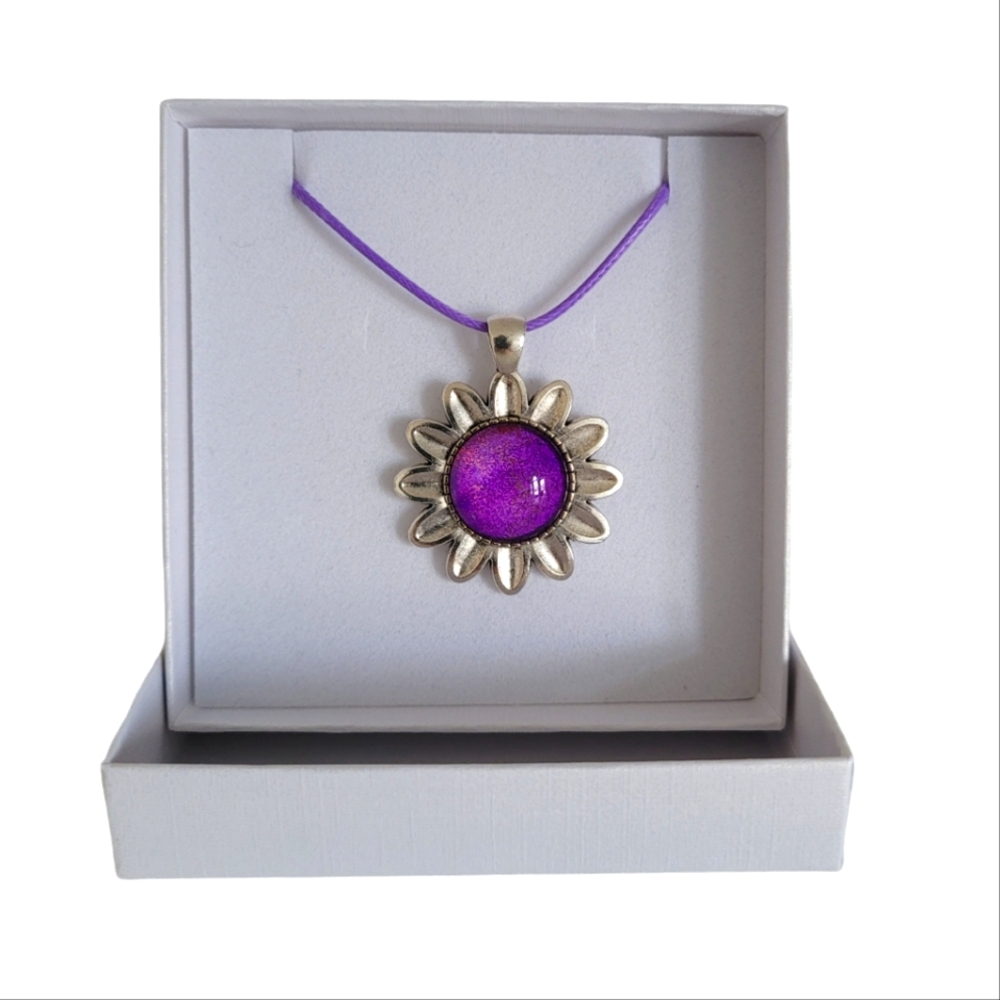 Purple Flower Pendant Necklace